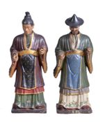 A pair of Continental painted and parcel gilt plaster models of Chinamen, second half 19th