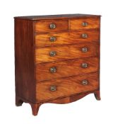 A George III mahogany chest of drawers, circa 1780, possibly Irish, the rectangular top with moulded