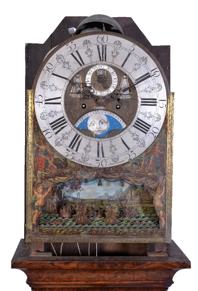 A Dutch walnut and inlaid longcase clock, Jan Berninck, Amsterdam, 18th century, the eight-day - Image 2 of 3
