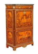 ϒ A pair of bois satine, rosewood and specimen marquetry secretaire abbatant by Dissidi