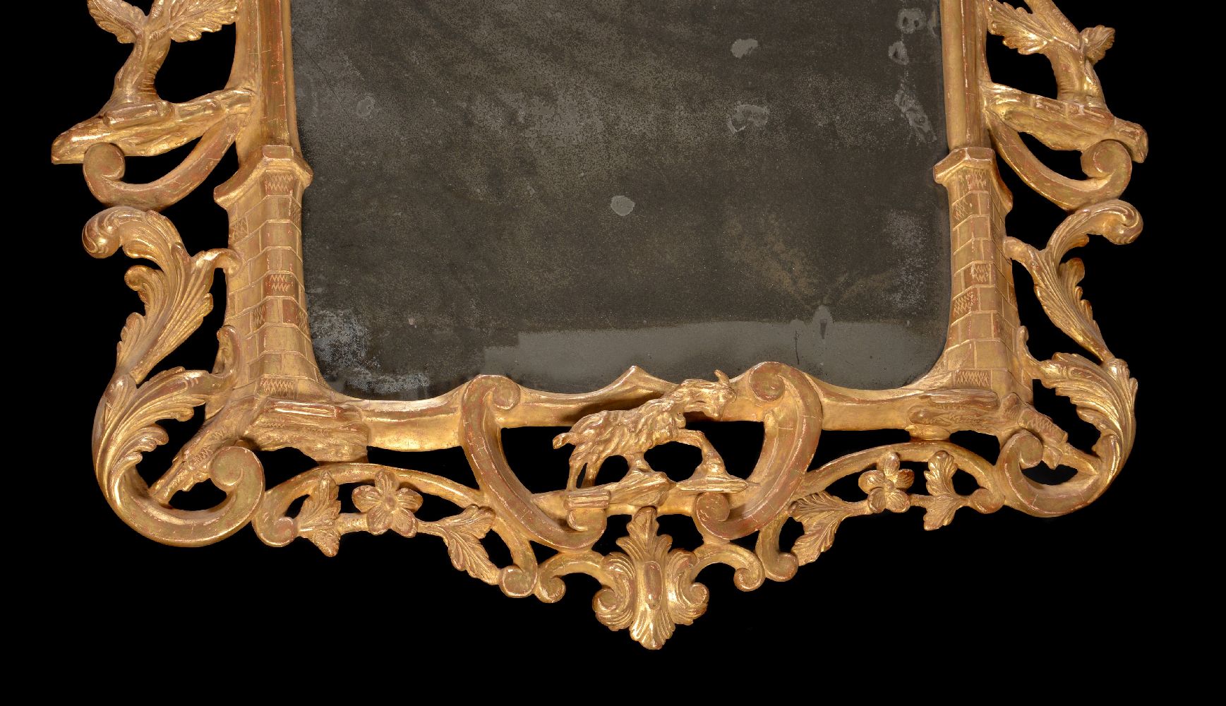 A pair of carved giltwood wall mirrors, late 18th/ early 19th century, each shaped rectangular plate - Image 6 of 6