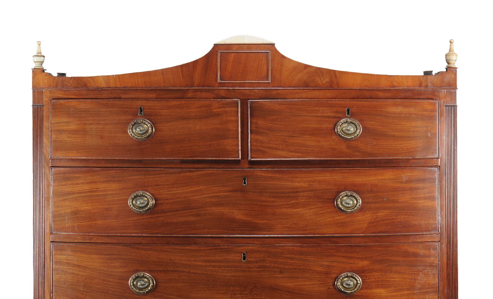 ϒ A George III mahogany bowfront chest on chest, circa 1800 - Image 4 of 4