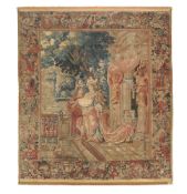 A Franco-Flemish tapestry depicting a marriage scene, late 17th century, with central figures of