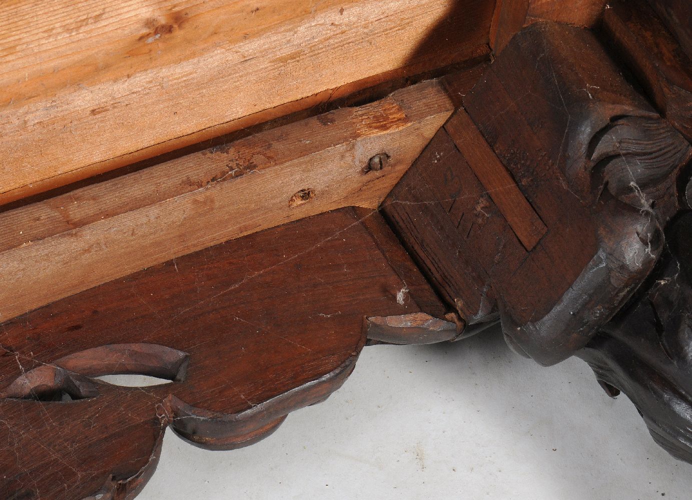 An Italian carved walnut library or centre table, circa 1870, the cartouche shaped top with - Image 8 of 9