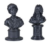 A Turner black basalt bust of Matthew Prior (1664-1721), circa 1800, on a socle base, impressed