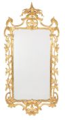 A pair of carved giltwood wall mirrors, in George III style, 20th century, each rectangular plate