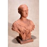 Ames Van Wart, (North American 1841 ~ 1927), a sculpted terracotta bust of a young lady, said to