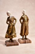 Solange Bertrand, a pair of gilt bronze and carved ivory mounted models of children