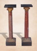 A pair of Continental rouge marble and gilt bronze mounted columnar pedestals, circa 1875, each with