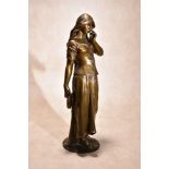 Pierre Marie François Ogé, (French 1849 ~ 1913), a patinated bronze model of a maiden, last