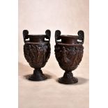 A pair of patinated metal models of the Townley Vase, late 19th century, after the Antique, the twin