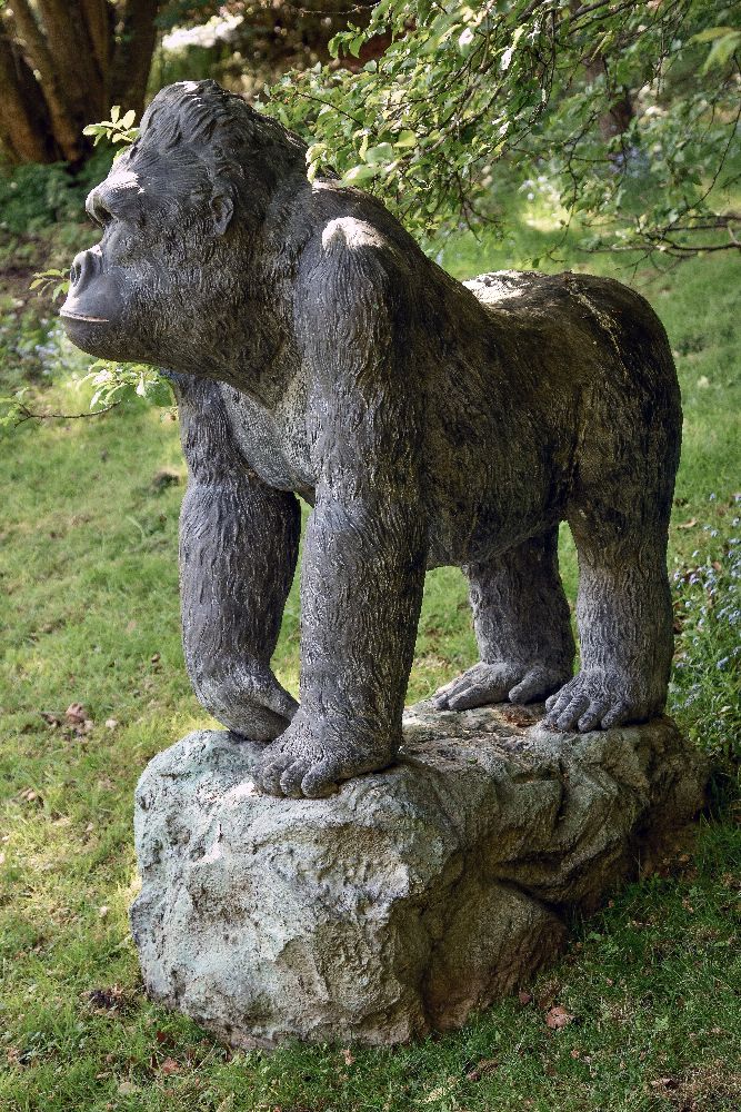 A bronze alloy garden model of a mountain gorilla, late 20th century, naturalistically portrayed - Image 3 of 3