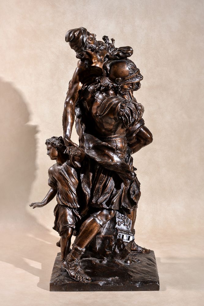 After Pierre Lepautre, (French 1660 ~ 1744), Aeneas and Anchises with Ascanius, a patinated bronze - Image 2 of 7