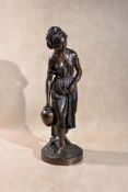 Charles Cumberworth, (French 1811 ~ 1852), a patinated bronze model of a Nubian maiden, Porteuse dêu