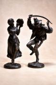 Jean-Jacques Feuchère, (French 1807 ~ 1852), a pair of patinated bronze models of dancers, mid