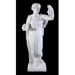A painted plaster figural lamp holder in the form of a maiden in the Neoclassical taste, second