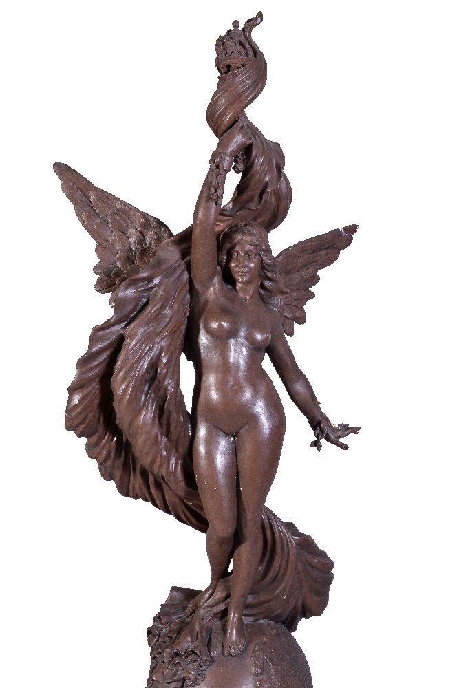 L.Maurer, (French, fl. late 19th century), Liberté, a painted plaster model of a winged maiden,