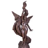 L.Maurer, (French, fl. late 19th century), Liberté, a painted plaster model of a winged maiden,