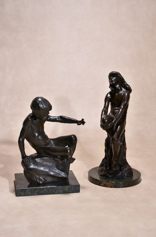 λ Lucy Gwendolen Williams, (1870 ~ 1955), two patinated metal nude figural studies