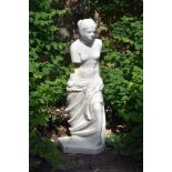 A sculpted white marble garden model of the Venus de Milo, late 20th century, after the Antique,