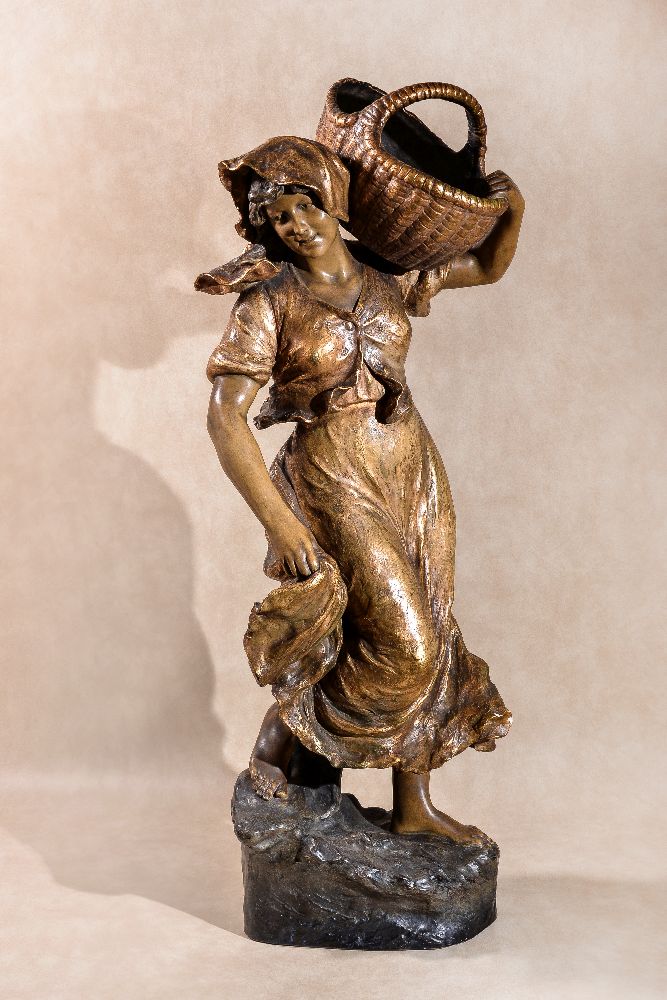 An Austrian painted terracotta model of a maiden, by Goldsheider of Vienna, circa 1900, portrayed