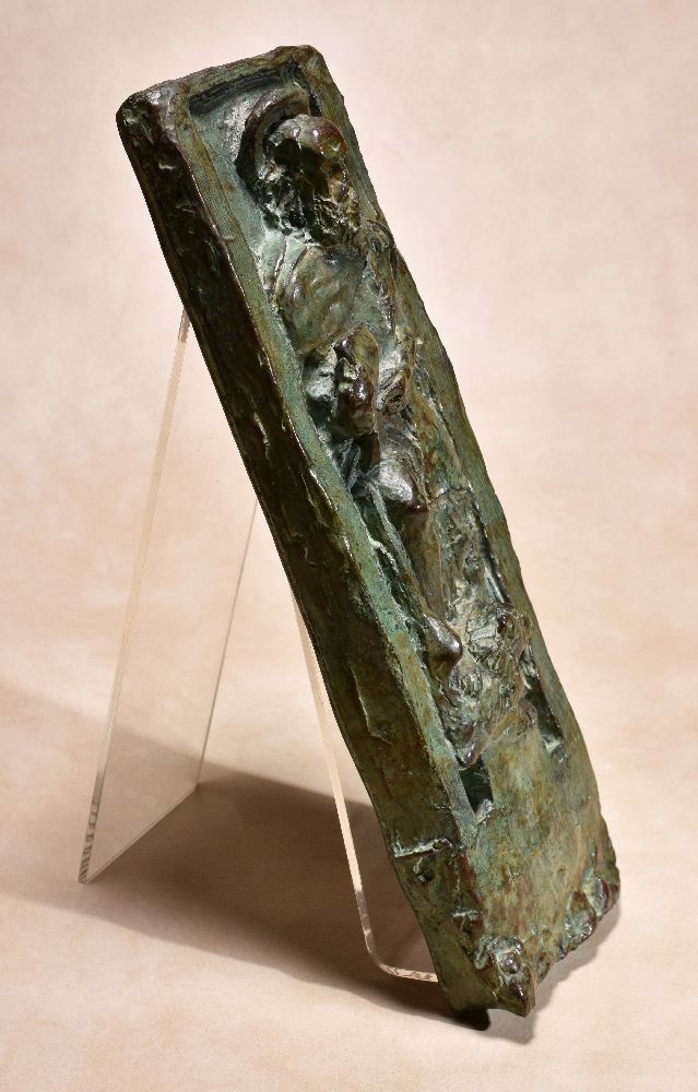 Charles Alexandre Malfray, (French 1887 ~ 1940), a verdigris patinated bronze figural relief of - Image 5 of 5