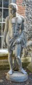 A substantial painted cast iron garden figure, possibly of Apollo, second half 20th century,