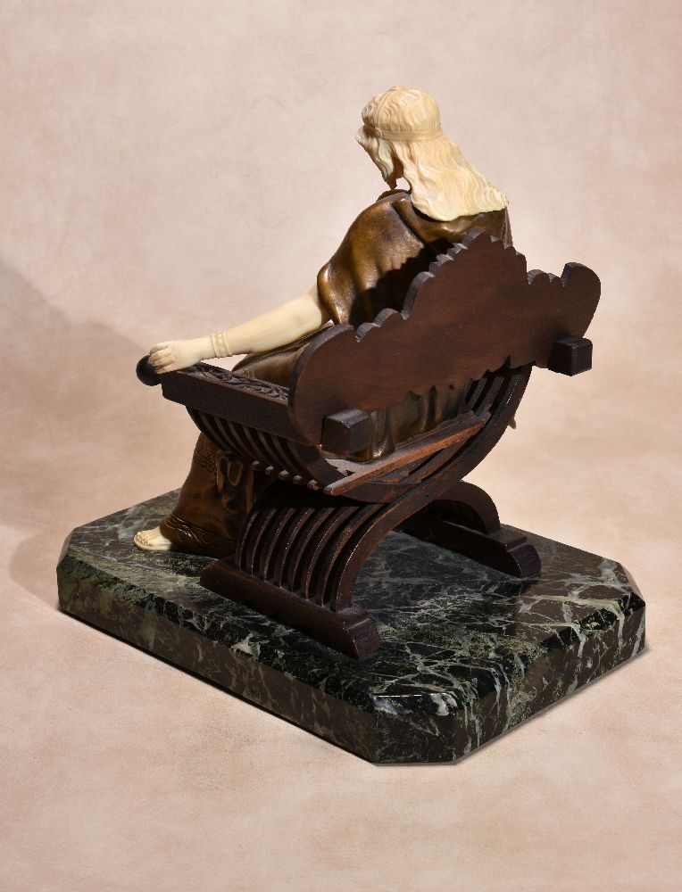 ϒλ Théophile François Somme, (French 1871 ~ 1952), a gilt bronze, sculpted ivory and carved walnut - Image 5 of 5