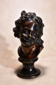 Possibly from the workshop of Louis-François Roubiliac (1702 ~ 1762), a patinated bronze bust of a