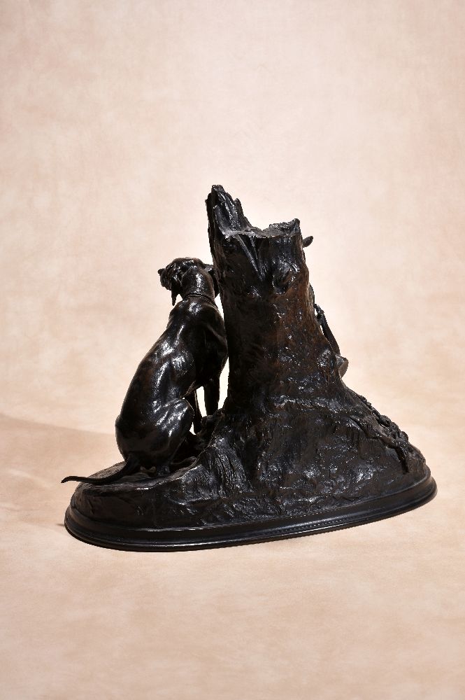 Pierre-Jules Mêne, (French 1810 ~ 1879), a patinated bronze model of a hound with game, third - Image 6 of 6