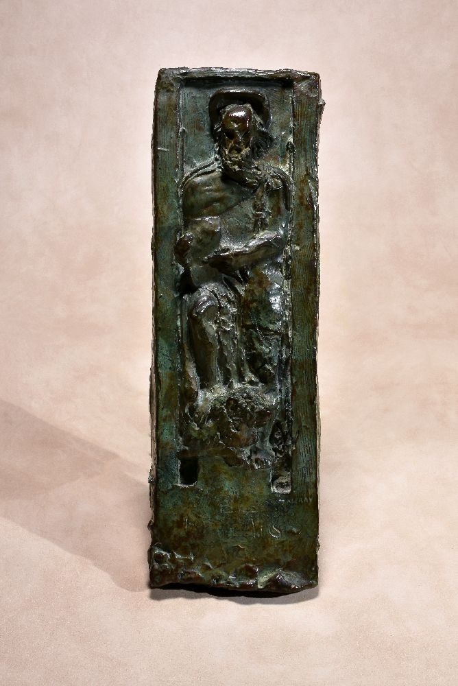 Charles Alexandre Malfray, (French 1887 ~ 1940), a verdigris patinated bronze figural relief of