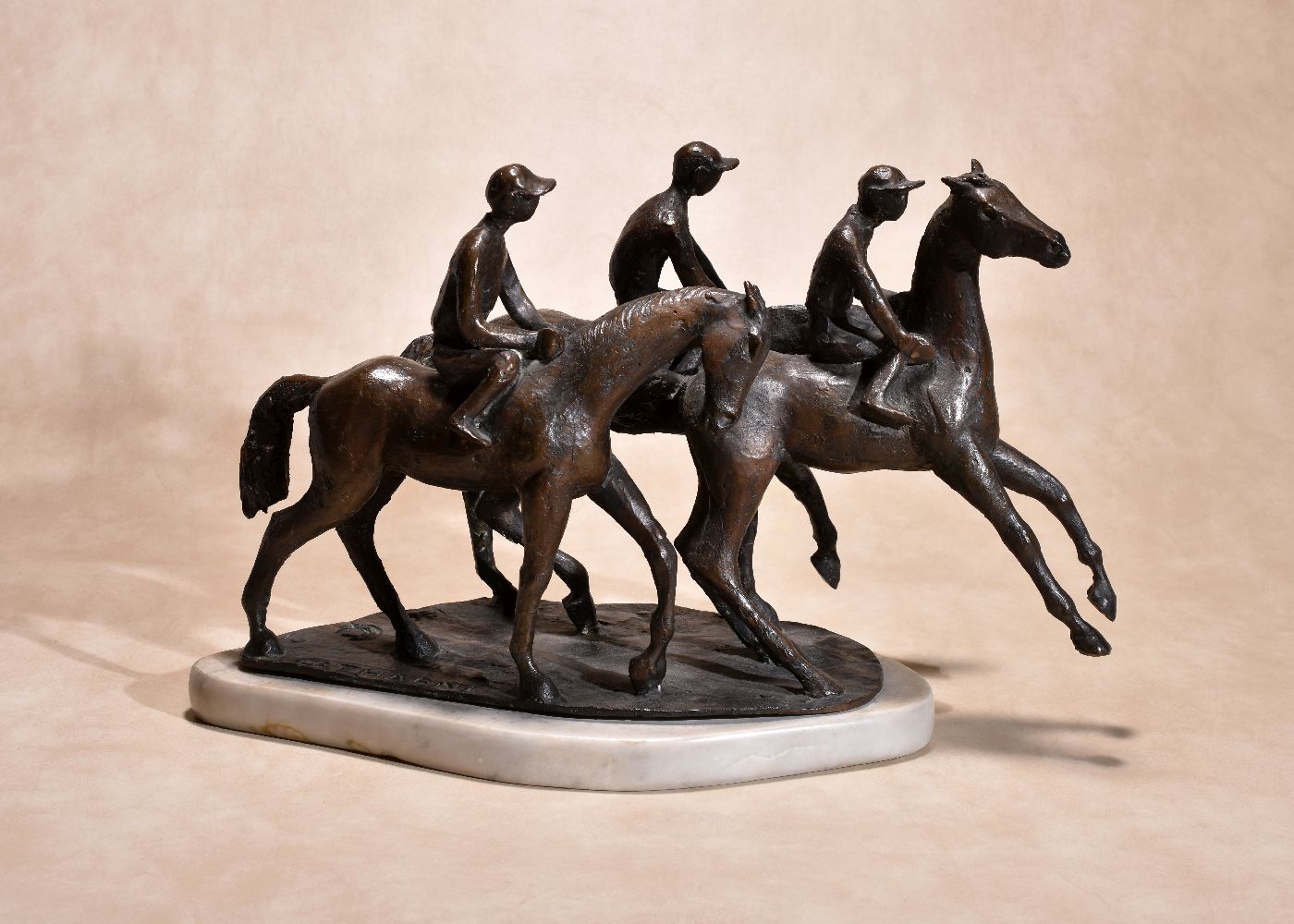 λ Catharni Stern, (British 1925 ~ 2015), a bronze equestrian group of three race horses - Image 2 of 6