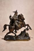 Circle of Jean-François-Théodore Gechter, (French 1796 ~ 1844), a rare equestrian bronze group of