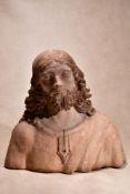 A north Italian, probably Florentine sculpted terracotta bust of Christ the Redeemer, in the