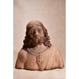 A north Italian, probably Florentine sculpted terracotta bust of Christ the Redeemer, in the