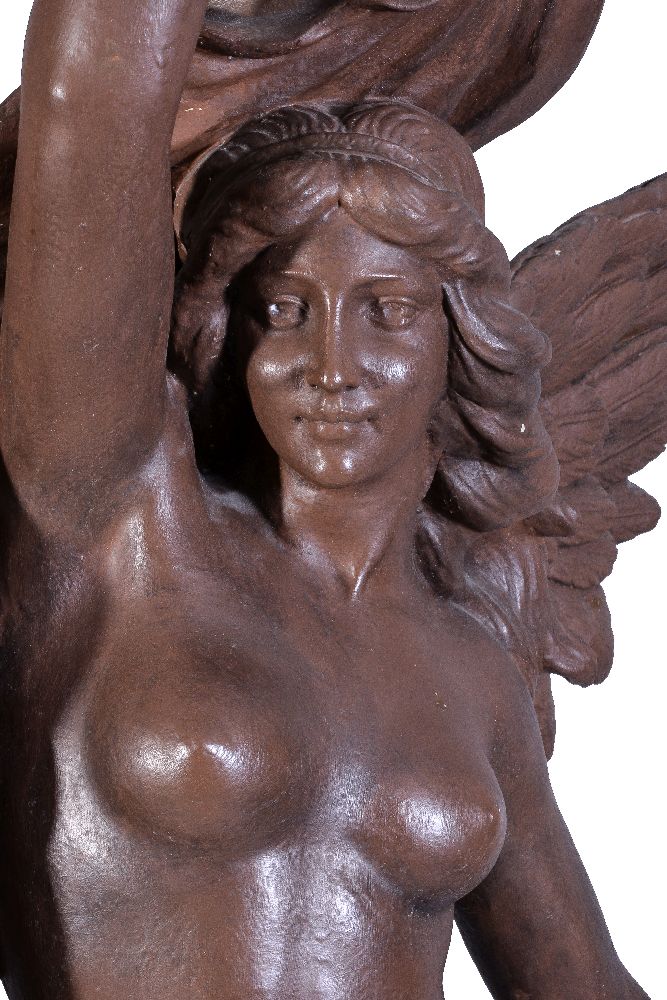 L.Maurer, (French, fl. late 19th century), Liberté, a painted plaster model of a winged maiden, - Image 3 of 7