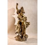 Paul Jean Baptiste Gasq, (French 1860 ~ 1944), Orpheus and Eurydice, a gilt bronze figural group,