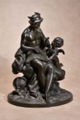 A French bronze group, the Education of Cupid, late 18th / early 19th century, the central figure of