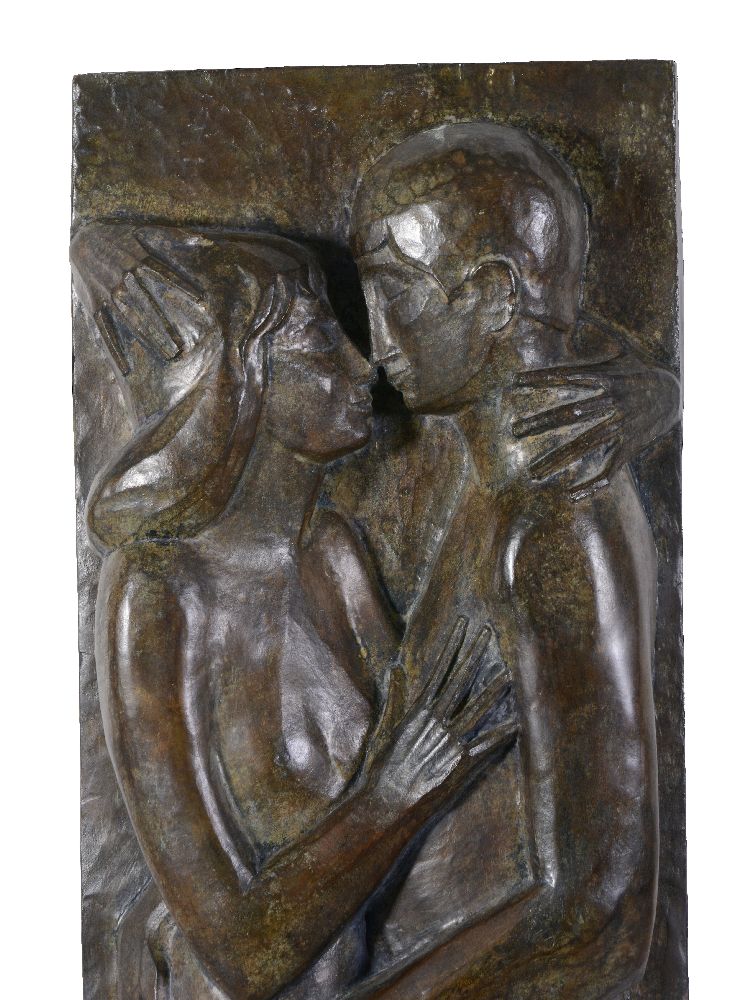 λ Francois Brochet, (French 1925 ~ 2001), a patinated bronze relief panel, portraying a couple - Image 4 of 5