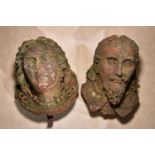 A pair of impressive Victorian sculpted terracotta portrait heads of William Shakespeare and Anne