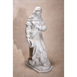 A northern Italian sculpted white marble model of a maiden, last quarter 19th century, portrayed
