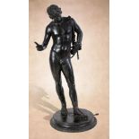 A Neapolitan patinated bronze model of Narcissus, late 19th century, almost certainly Chiurazzi