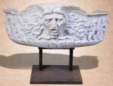 A Roman sculpted white marble vasque wall basin, late 16th / early 17th century, of loosely demi-