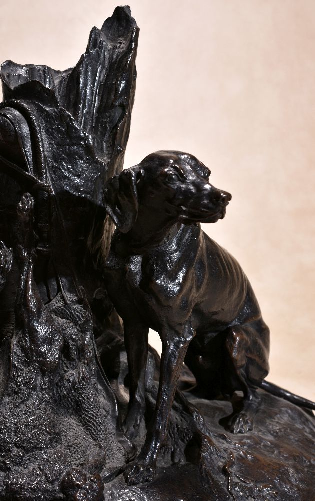 Pierre-Jules Mêne, (French 1810 ~ 1879), a patinated bronze model of a hound with game, third - Image 3 of 6