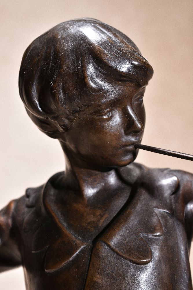 Sir George James Frampton RA, (1860 ~ 1928), a patinated bronze model of Peter Pan, dated 1921, - Image 2 of 3