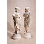 ϒ A pair of extremely fine sculpted ivory models of Bacchantes, probably Dieppe, circa 1880