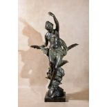 Émile Louis Picault, (French 1833 ~ 1915), Jupiter and Hebe, a patinated bronze group of the goddess