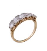 An early 20th century five stone diamond ring, the graduated brilliant cut diamonds, approximately