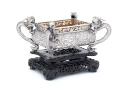 A Chinese export silver rectangular table centre bowl by Luen Wo, Shanghai (Luen-Wo, Shanghai, 90