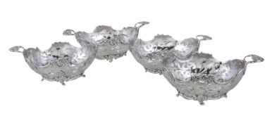 A set of four Dutch silver shaped oval baskets, pseudo marks, 1814-1953 Dutch 1st standard and